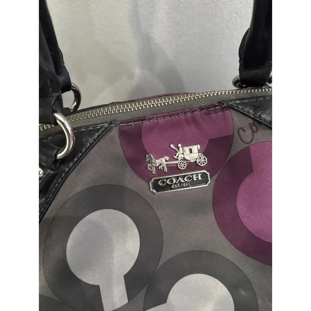 Coach Madison Sophia Clover Logo Sateen Bag Purse Purple Tones - Picture 3 of 10